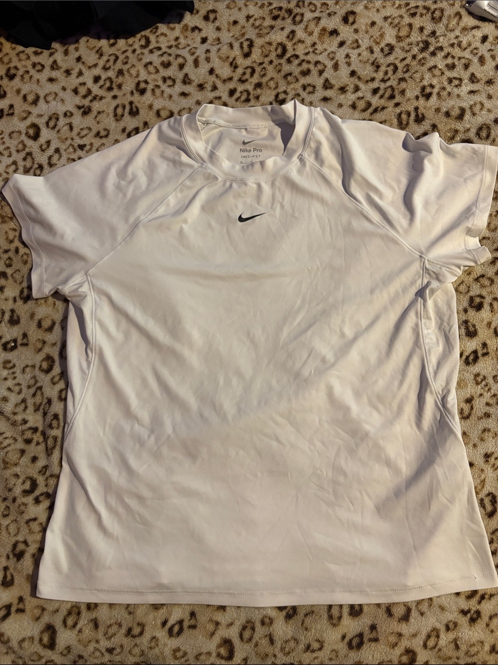 Nike White Short-Sleeve Athletic Tee with Black Swoosh